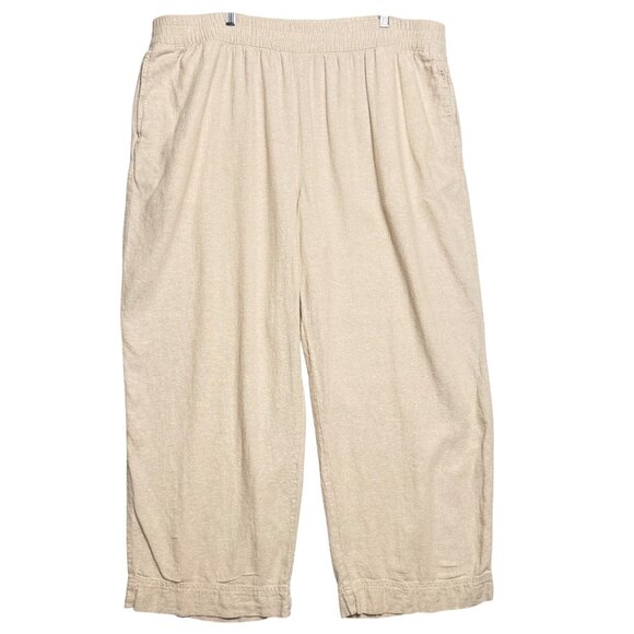 Old Navy Pants - Old Navy Pants Set of 2 Womens XXL Beige & Stripe Linen Blend Wide Leg High Rise